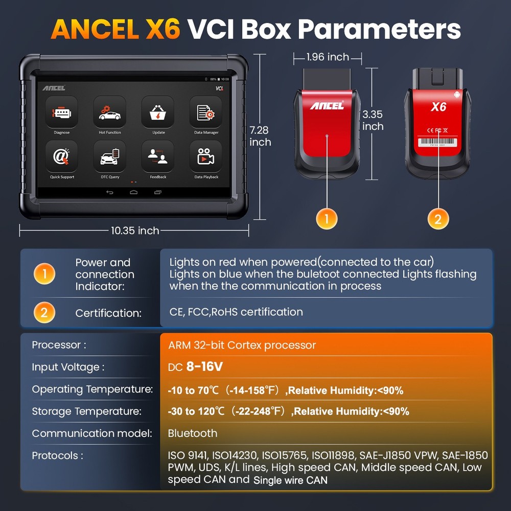 ANCEL X6 Car Diagnostic Tool Bidirectional All Systems OBD2 Scanner Code Reader
