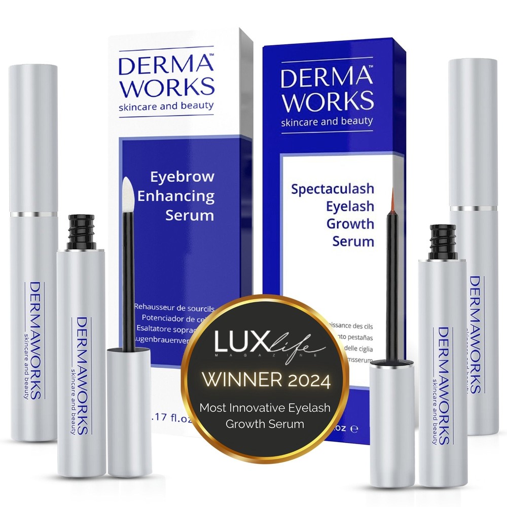 DERMAWORKS Eyelash Growth & Eyebrow Growth Serum Set Longer Lashes Thicker Brows