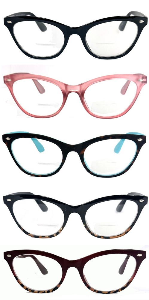 Womens Retro Cat Eye Frame Bifocal Reading Glasses Spring Temples