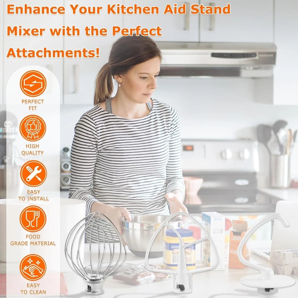 Stand Mixer Attachments 3-Piece Kit -Replace for Kitchen aid Accessories