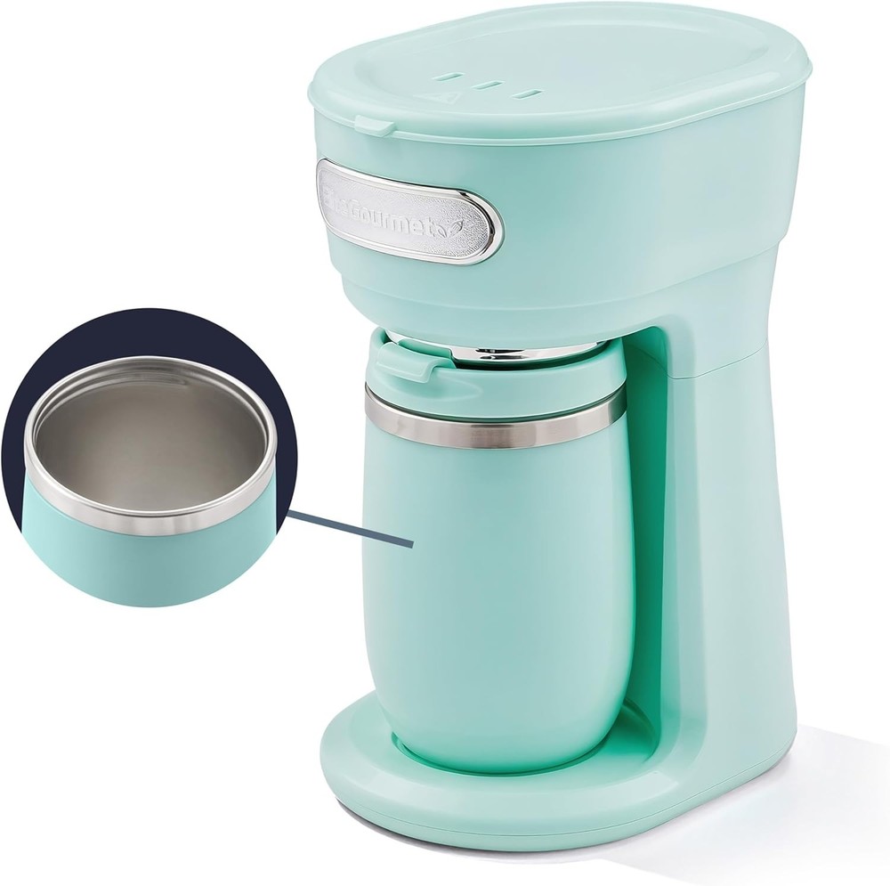 Sleek Mint Single-Serve Coffee Maker with Reusable Filter & Auto Shut-Off