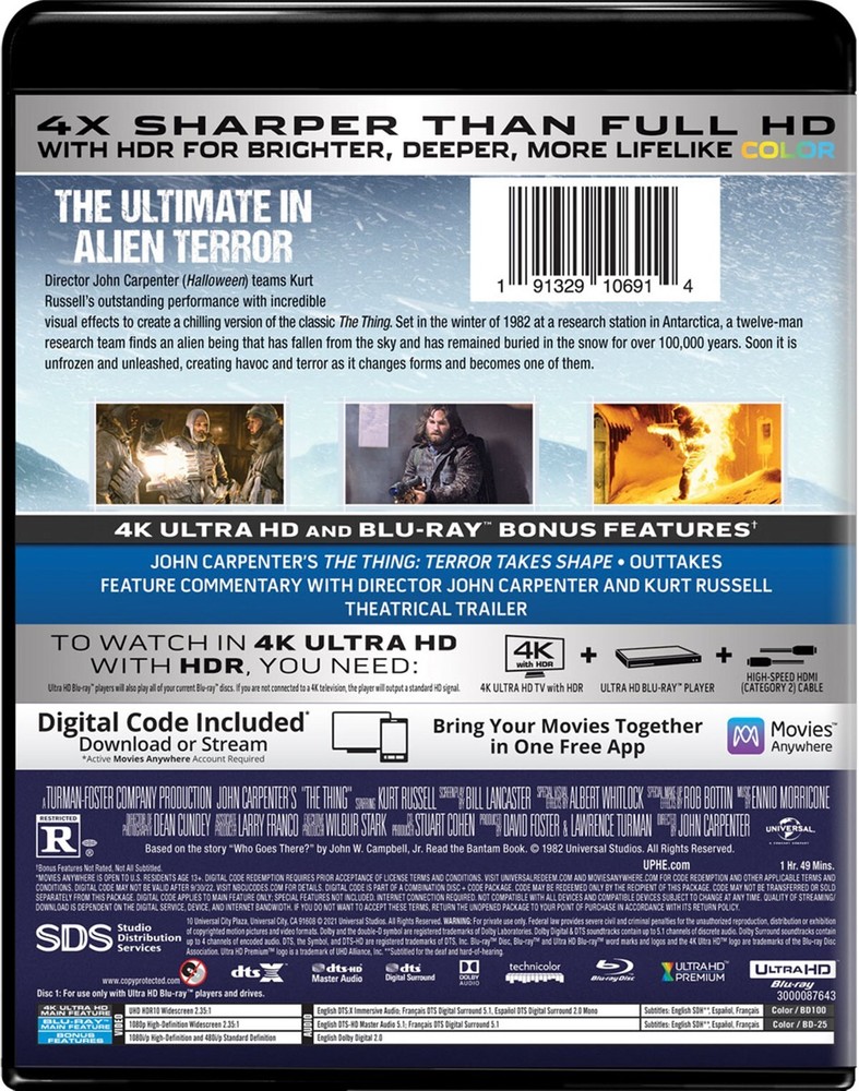 The Thing 4K UHD Blu-ray Kurt Russell NEW