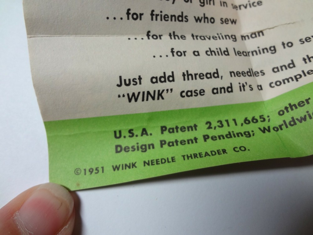 Vintage - WINK - 1951 - Needle Threader