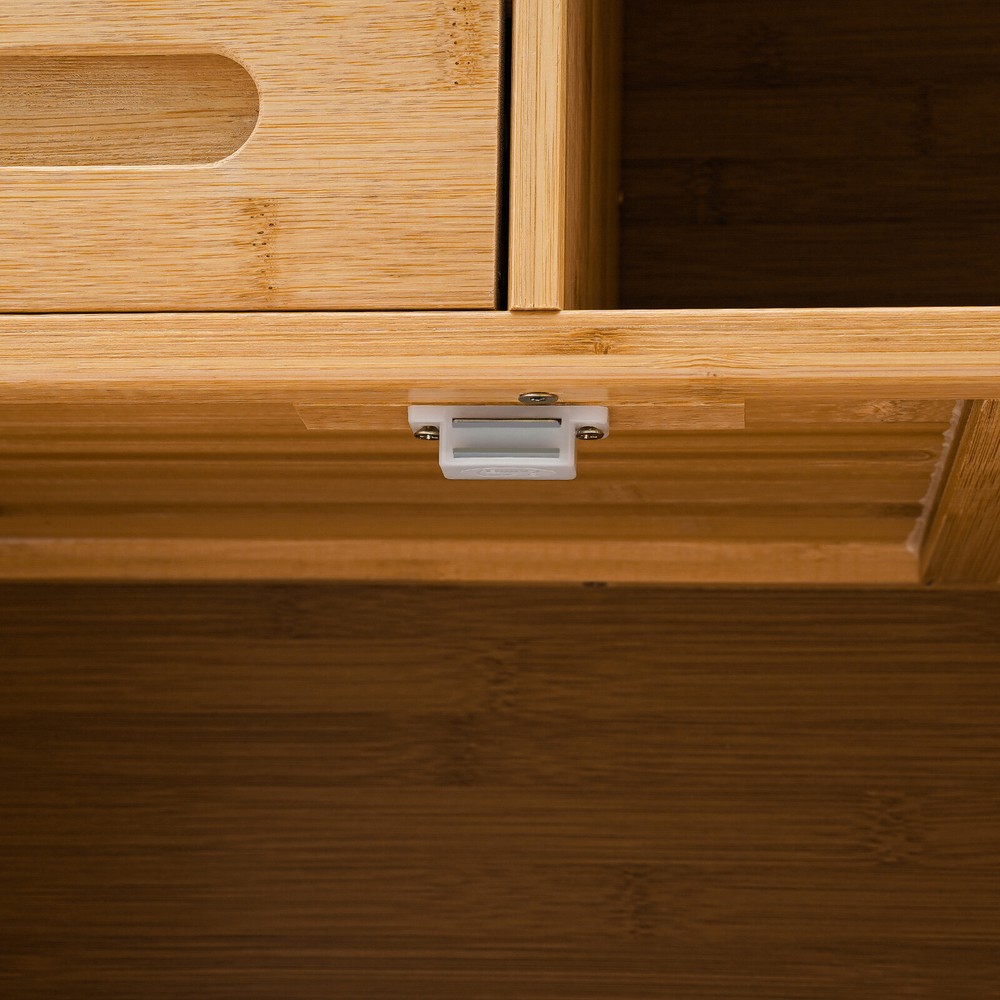 Kitchen Pantry Sideboard Bamboo Storage Cabinet Buffet Pantry with Doors &Drawer