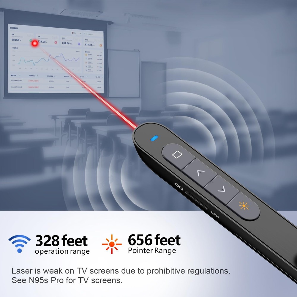 N76 Rechargeable Presentation clicker with Pointer, Long Range Presentation R...