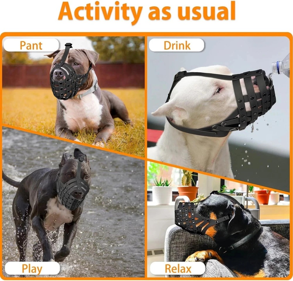 Pitbull Muzzle for Large Medium Sized Dogs to Prevent Biting Scavenging, Basket