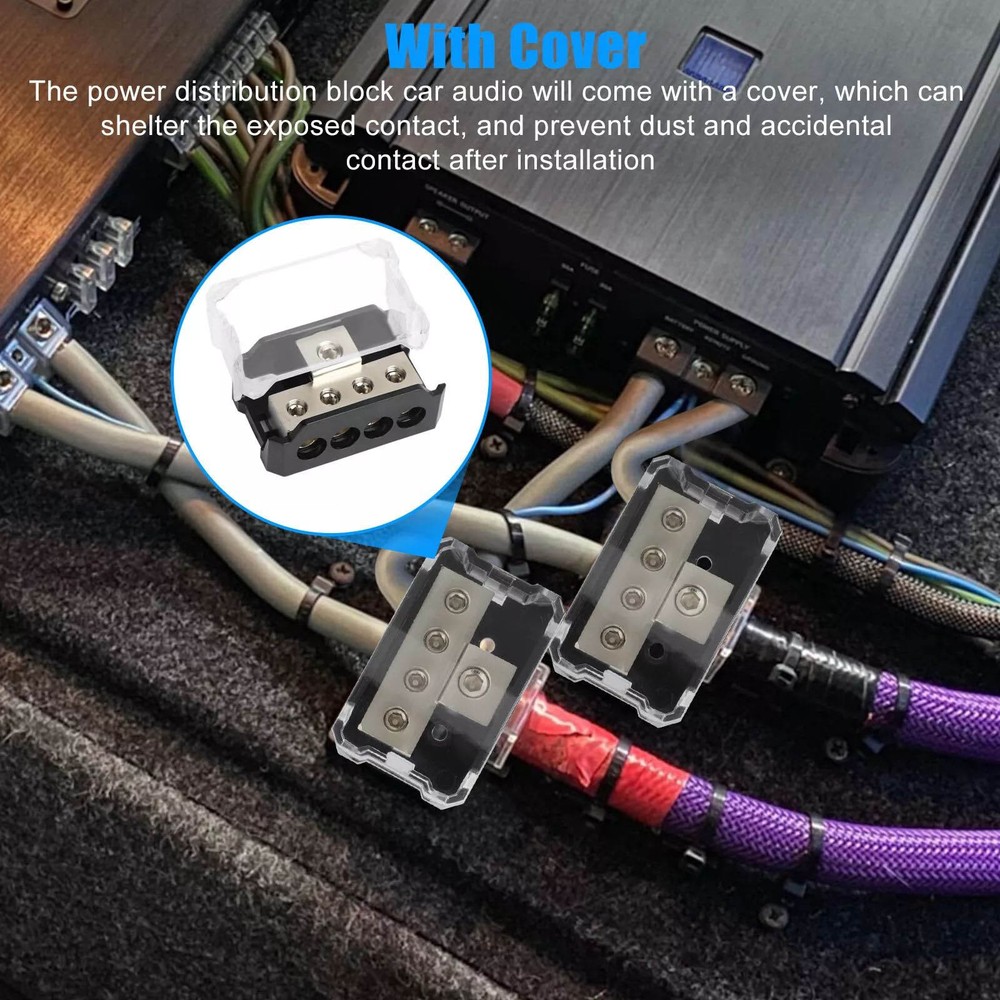 2Pcs Power Ground Amp Distribution Block Equipped with screw-down wire clamps
