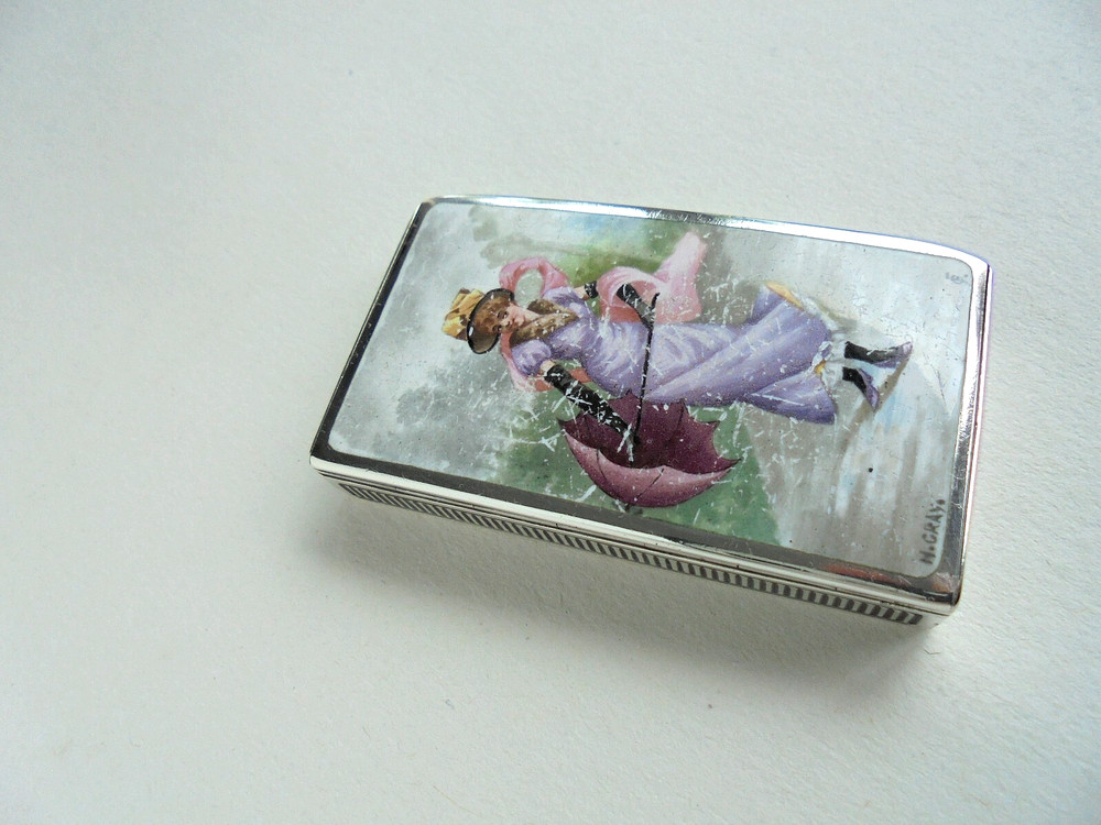 Sampson Mordan Silver Enamel Vesta Case 1889