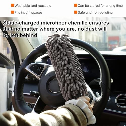 Car Duster Interior - Lint-Free Microfiber Cleaning With Comfortable Handle,