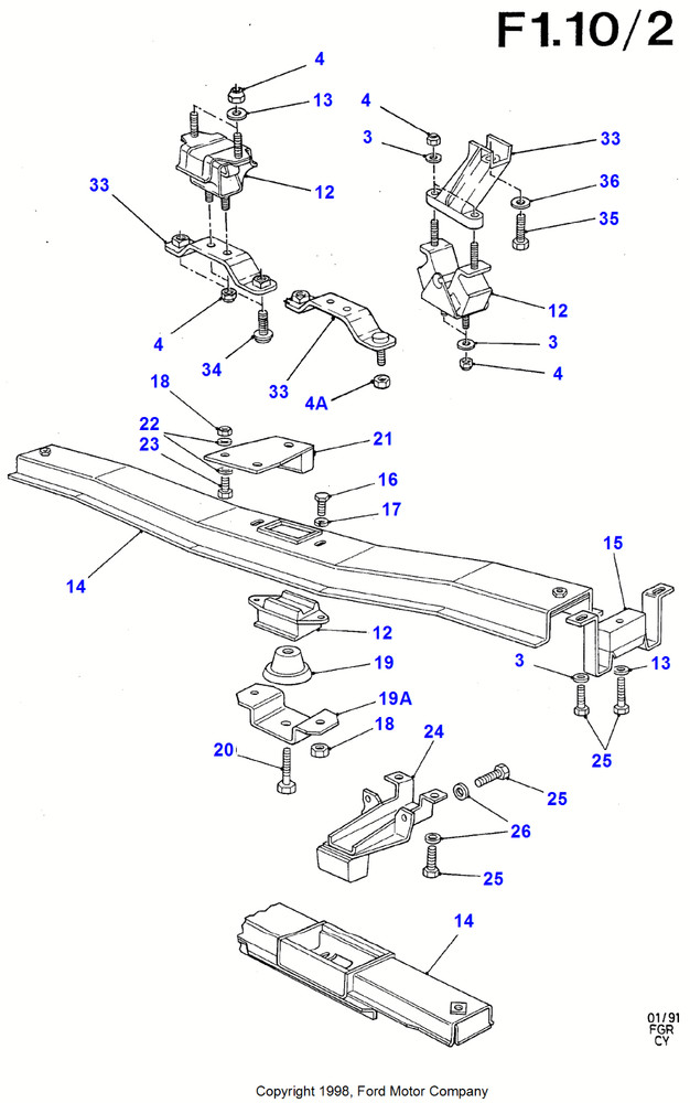 FORD TRANSIT MK3 ENGINE SUPPORT INSULATOR RETAINER  #19 IN DIAGRAM