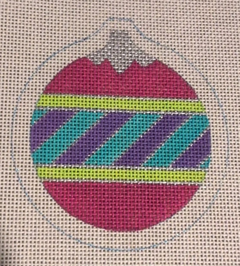 Hand-painted Needlepoint Canvas, Ornament, Signed 242i - 8" Square W/ Instructio