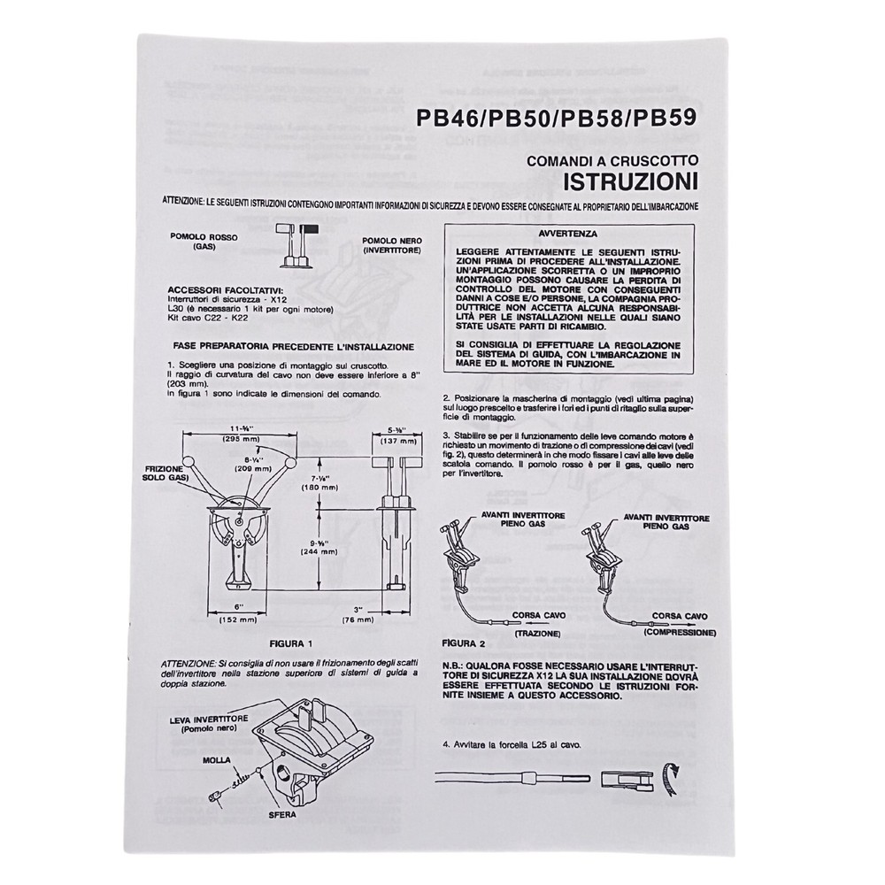 Two Lever / Single Action Control System B58R For Throttle and Shift Control