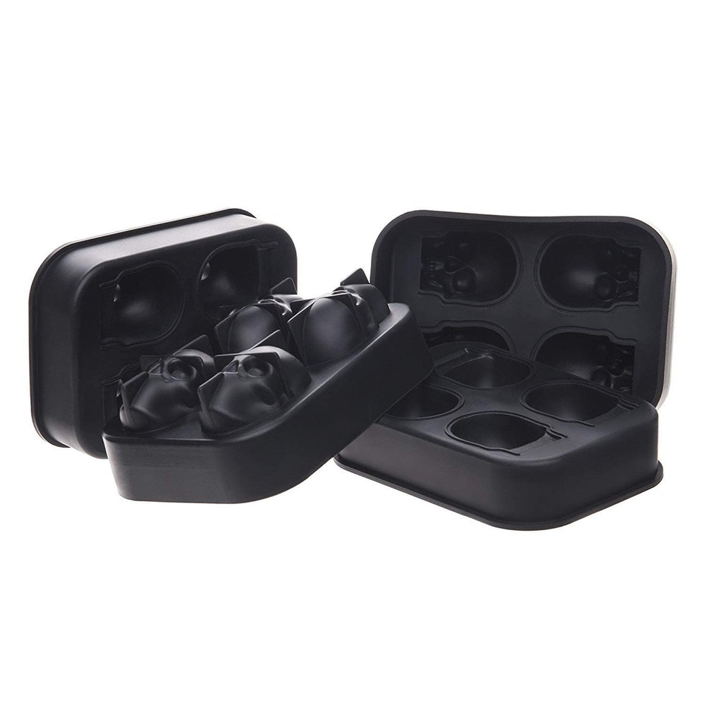 CHIYAN 3D Skull 2pack Small ice mold, Black, 1.9" Skull, 2 Pack