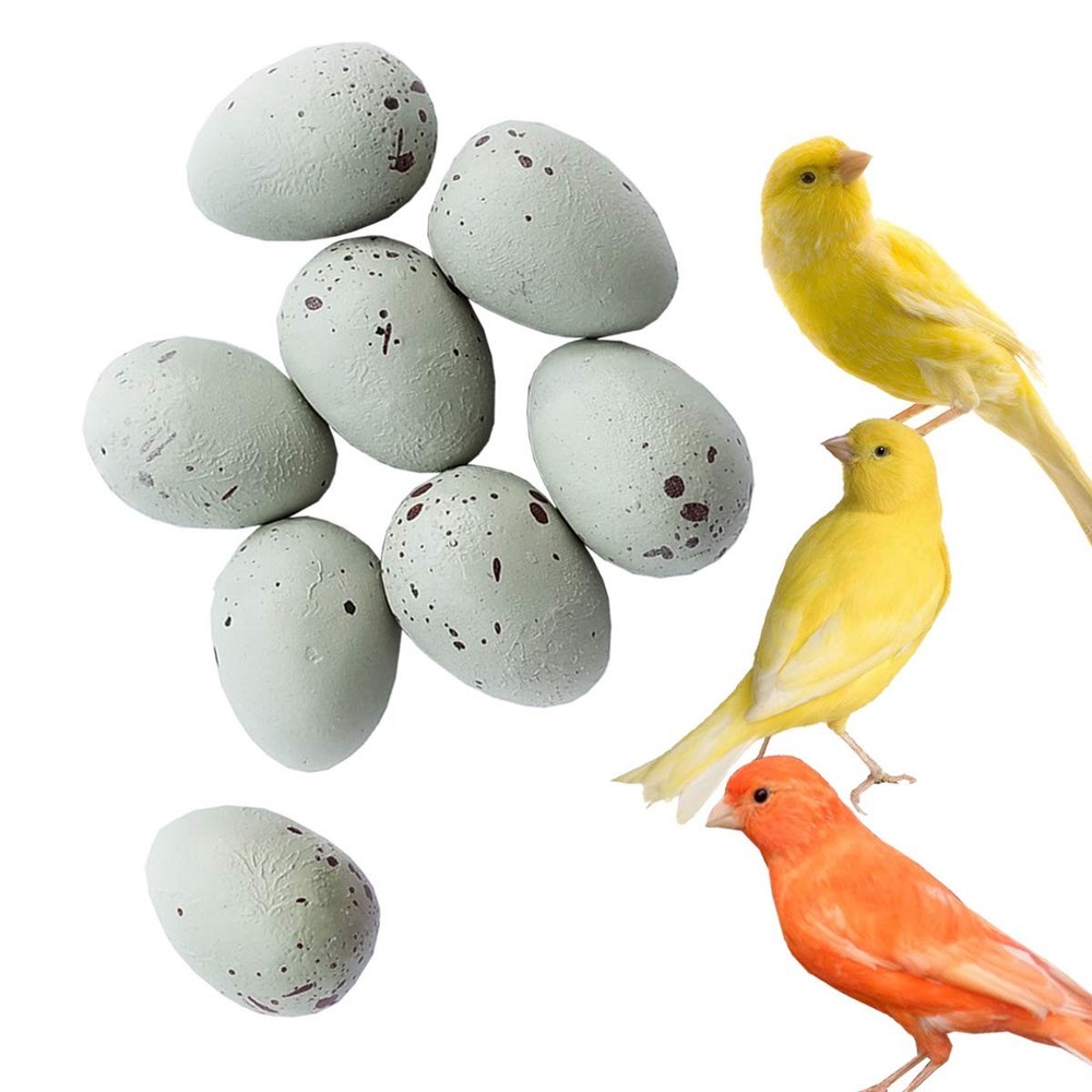 FOIBURELY 8 Pcs Solid Canary Plastic Eggs Hatching Trick The Birds to