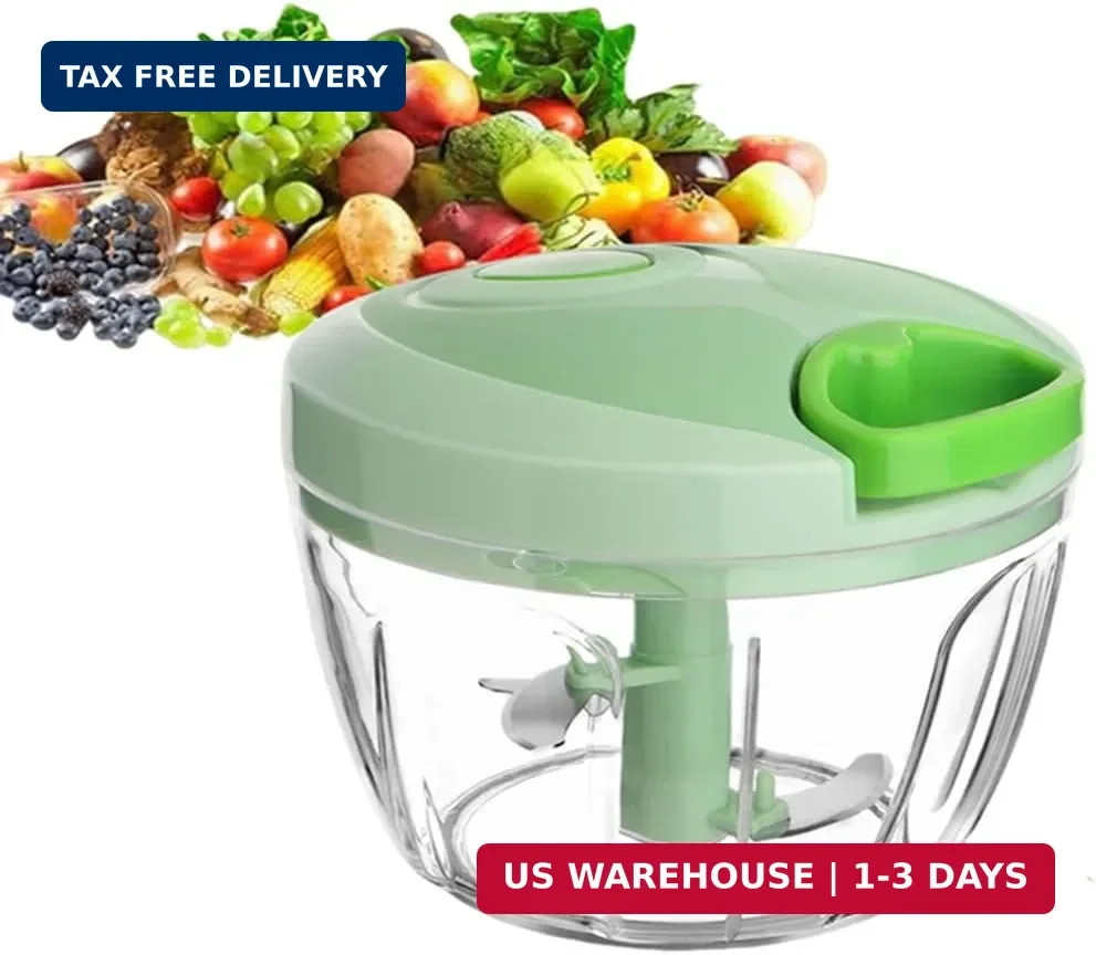 Vegetable Chopper Manual Food Chopper with Container, Hand Pull String Veggie Cu