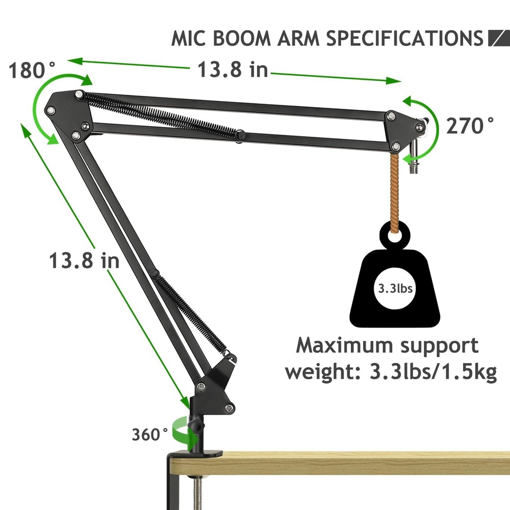 Microphone Isolation Shield with Mic Stand and Pop Filter, Foldable Sound Shi...