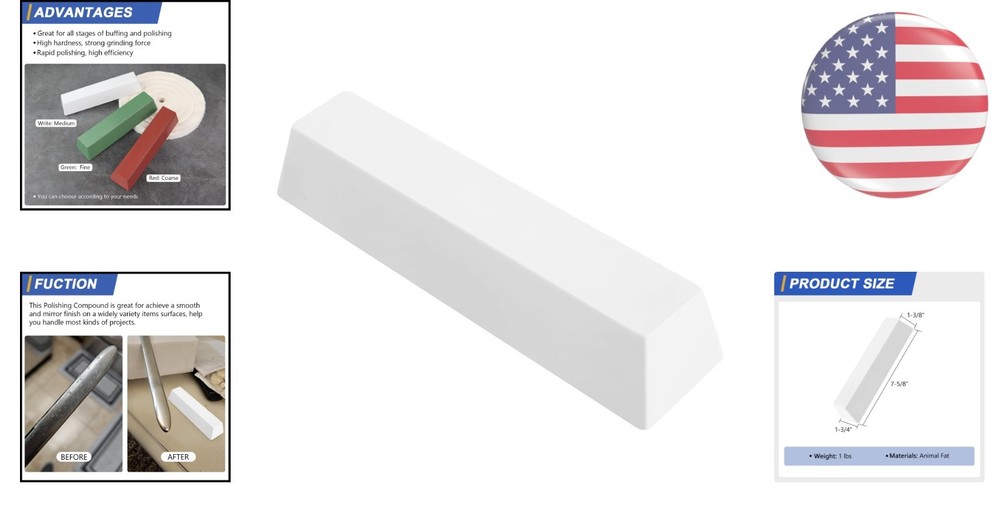 White Medium Buffing and Polishing Compound - Mirror Finish Solution - 1 lb.