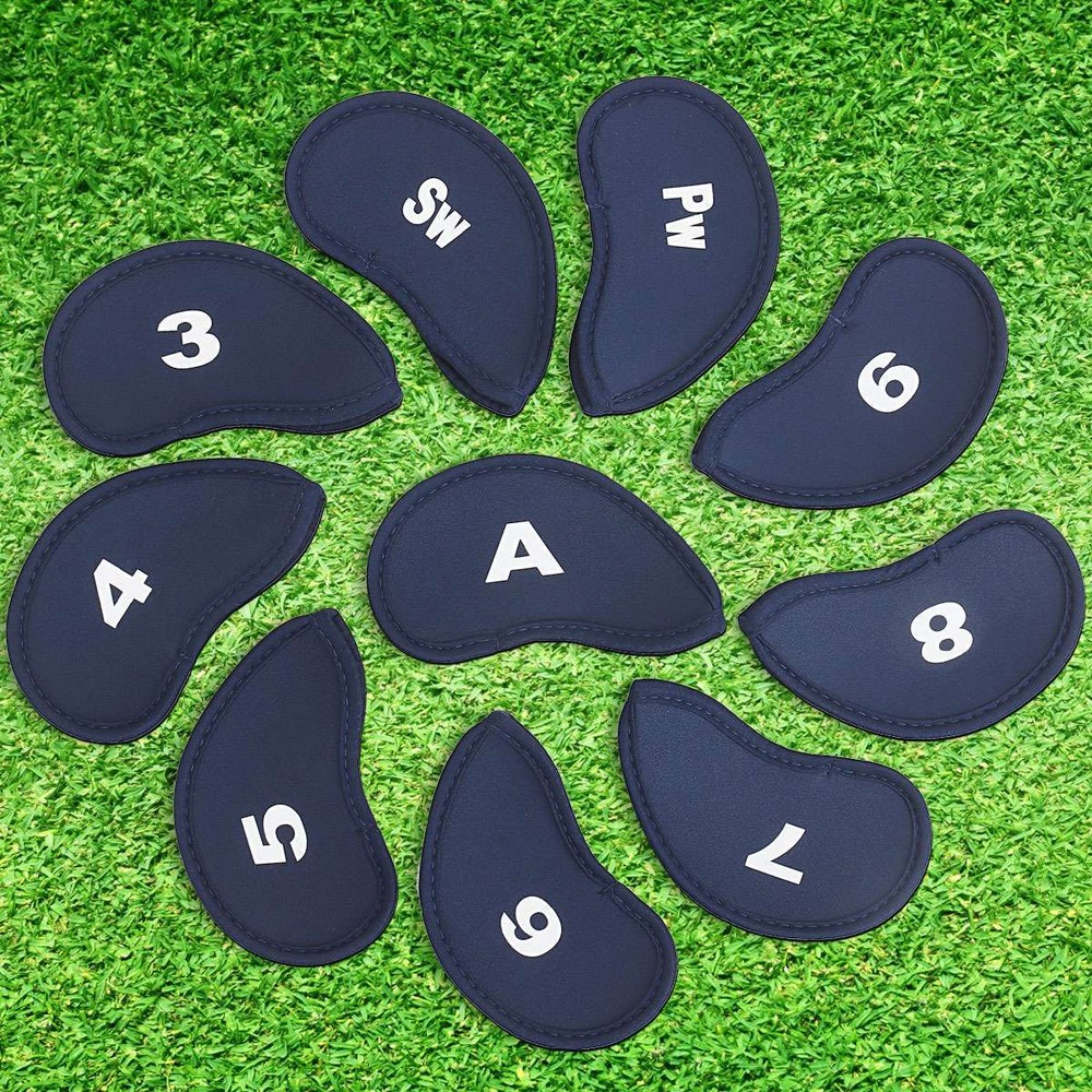 10Pcs Golf Club Iron Head Covers Golf Head Protector Set Neoprene Golf Accessory