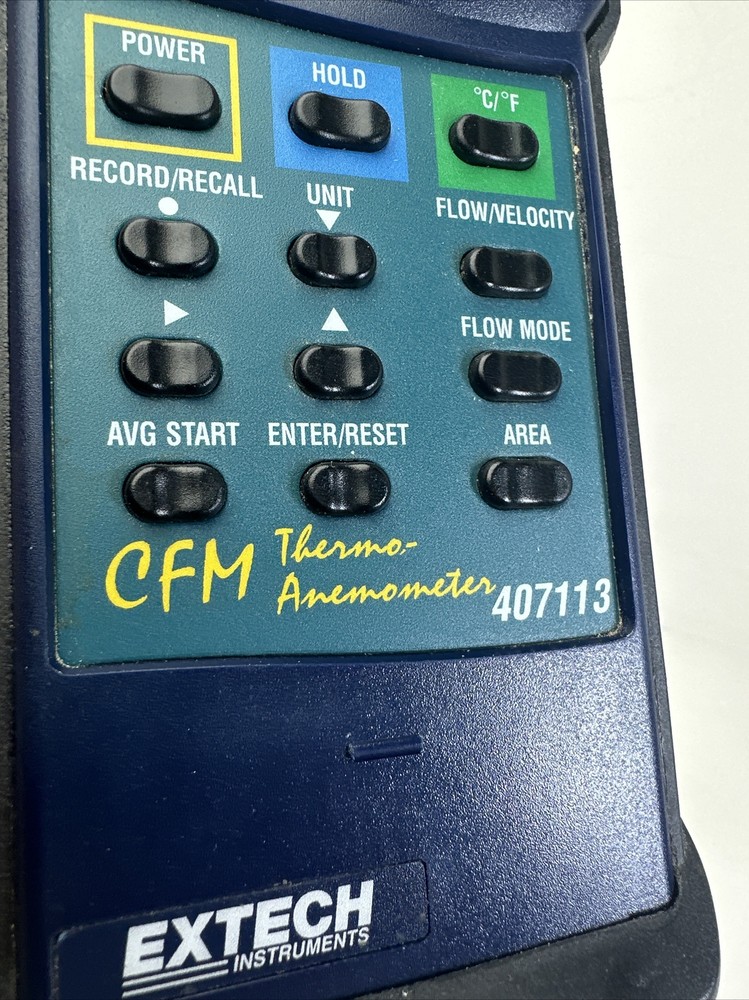 Extech CFM Thermo-Anemometer Model 407113 (Meter Only, No Probe)