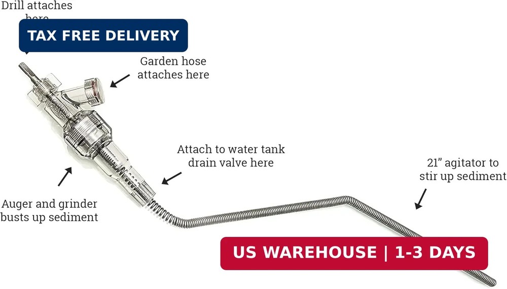 Water Heater Cleaning Tool, Improves Hot Water Supply, Removes Hard Water Sedime