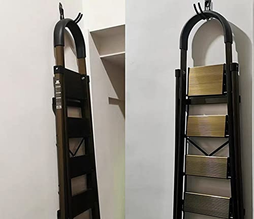 2Pcs Folding Step Stool Hanger, Telescoping Wall Mount Ladder Hooks for Home ...