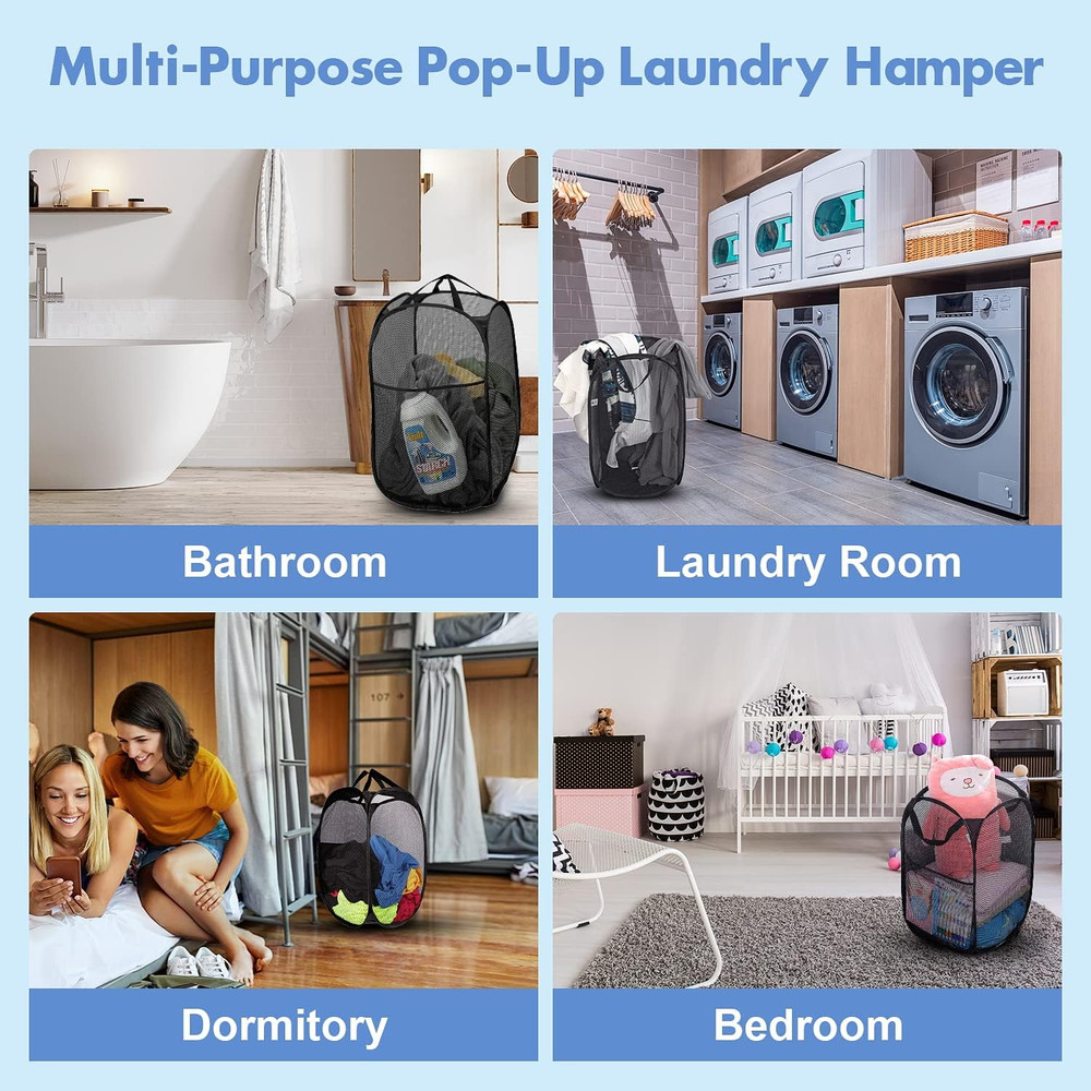 Pop Up Hamper, 1 PCS Mesh Pop Up Laundry Hamper, Foldable Mesh Laundry Basket...