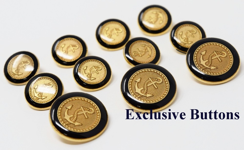 Gold Metal Blazer Buttons Set - Anchor