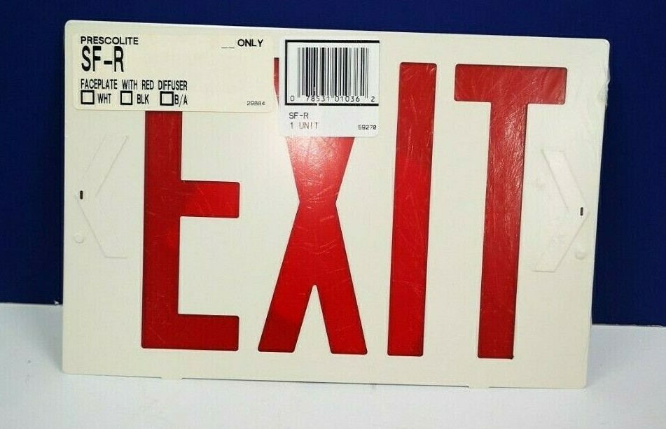 11" RED FACEPLATE ONLY Emergency Sign with Diffuser EXIT NEW PRESCOLITE SF-R