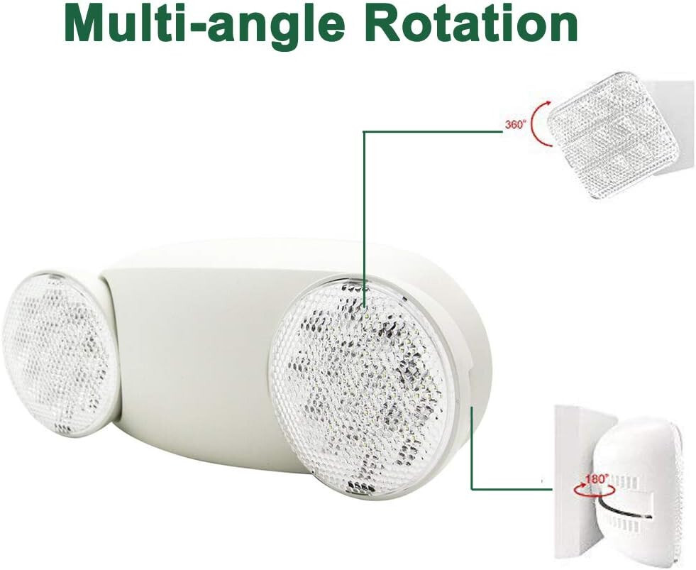 LED Emergency Exit Light Adjustable Dual Head Lamp with Battery Backup UL