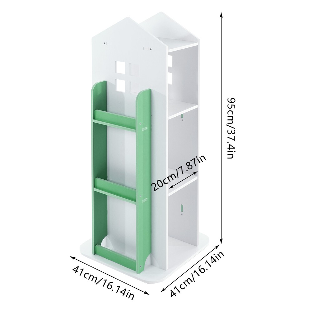 360° Rotating Bookshelf 4-Tier Bookcase Storage Shelf /Freestanding Display Rack