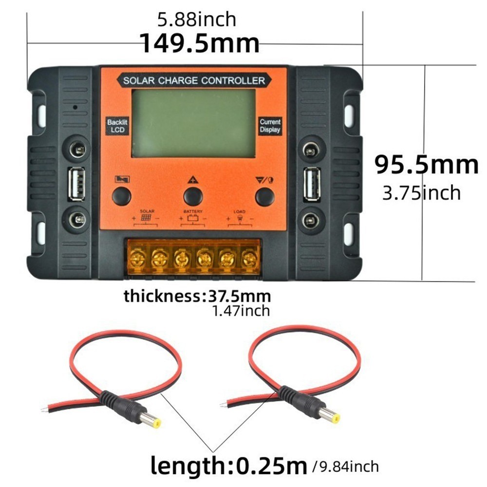 30A Solar Charge Controller for 12V 24V Systems with Temperature Sensor