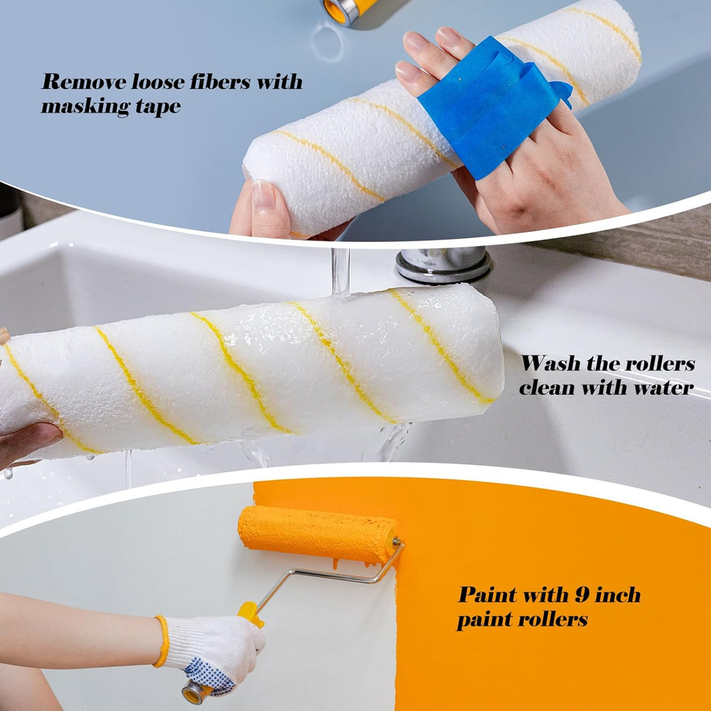 Paint Rollers, 5 Pack, 9 Inch Paint Roller Covers, Microfiber Paint Rollers, Cov