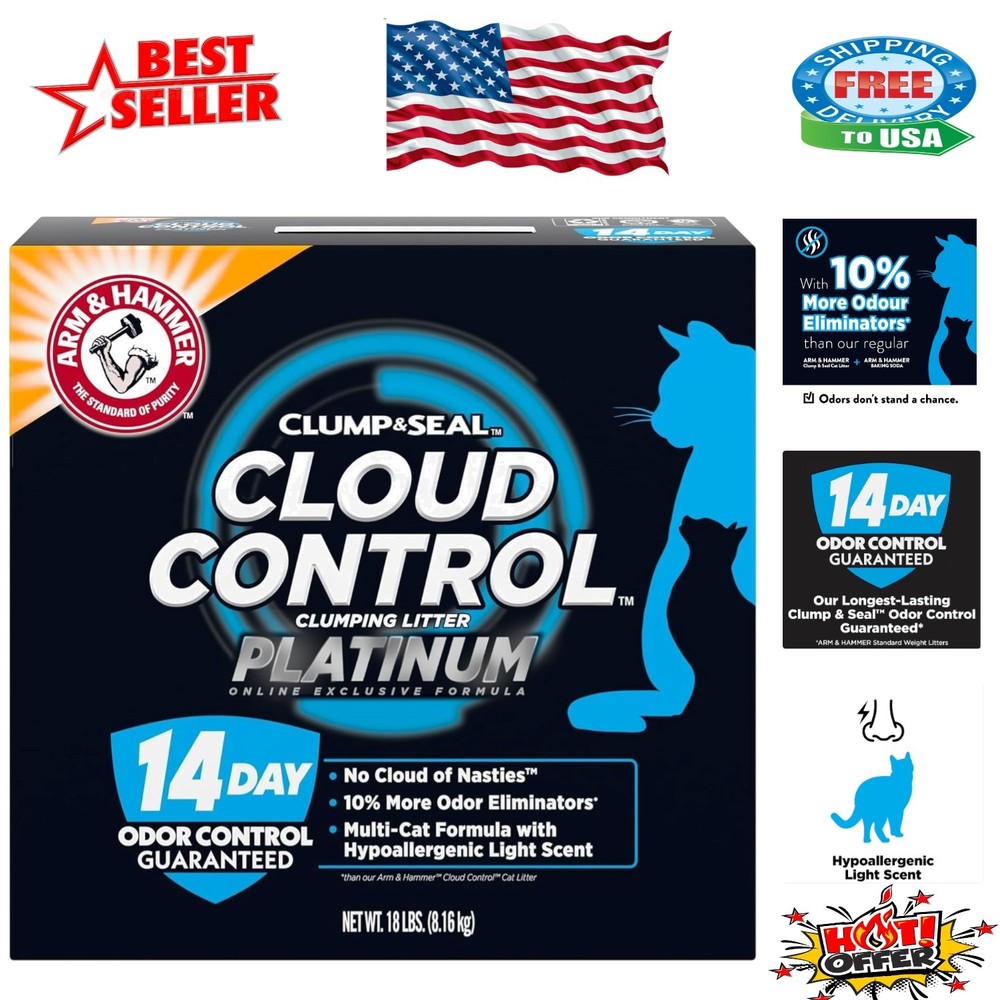 Cloud Control Platinum Cat Litter 18 lbs - Dust-Free, Hypoallergenic & Multi-Cat