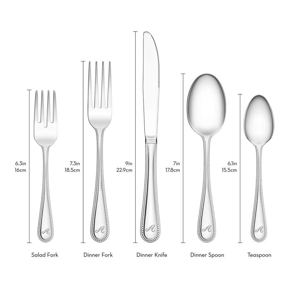 RiverRidge Beaded Flatware 46-Piece Monogrammed/Non-Monogrammed Stainless Steel