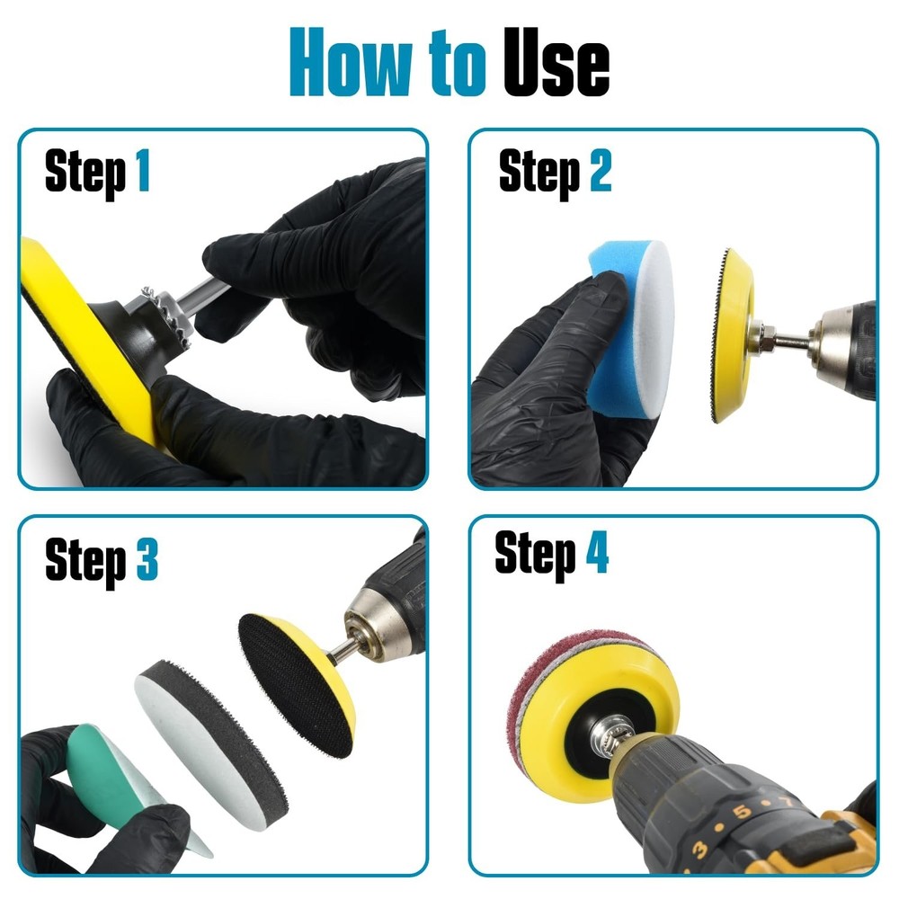 3" Sanding Polishing Kit Drill Buffer Car Headlight Restoration