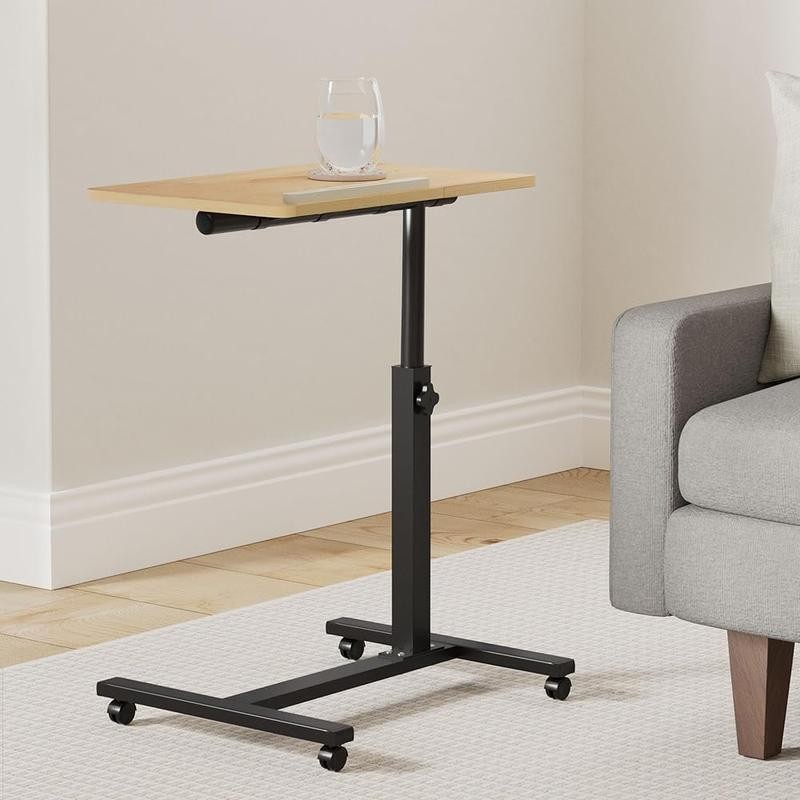 Adjustable Overbed Rolling Desk Mobile Laptop Stand Tilting Table W/ Wheels New