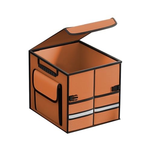 Car Trunk Organizer, Collapsible Multi Compartment Waterproof Sturdy Orange