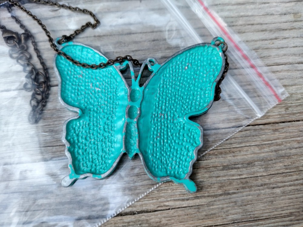vintage baterfly pendant with chain