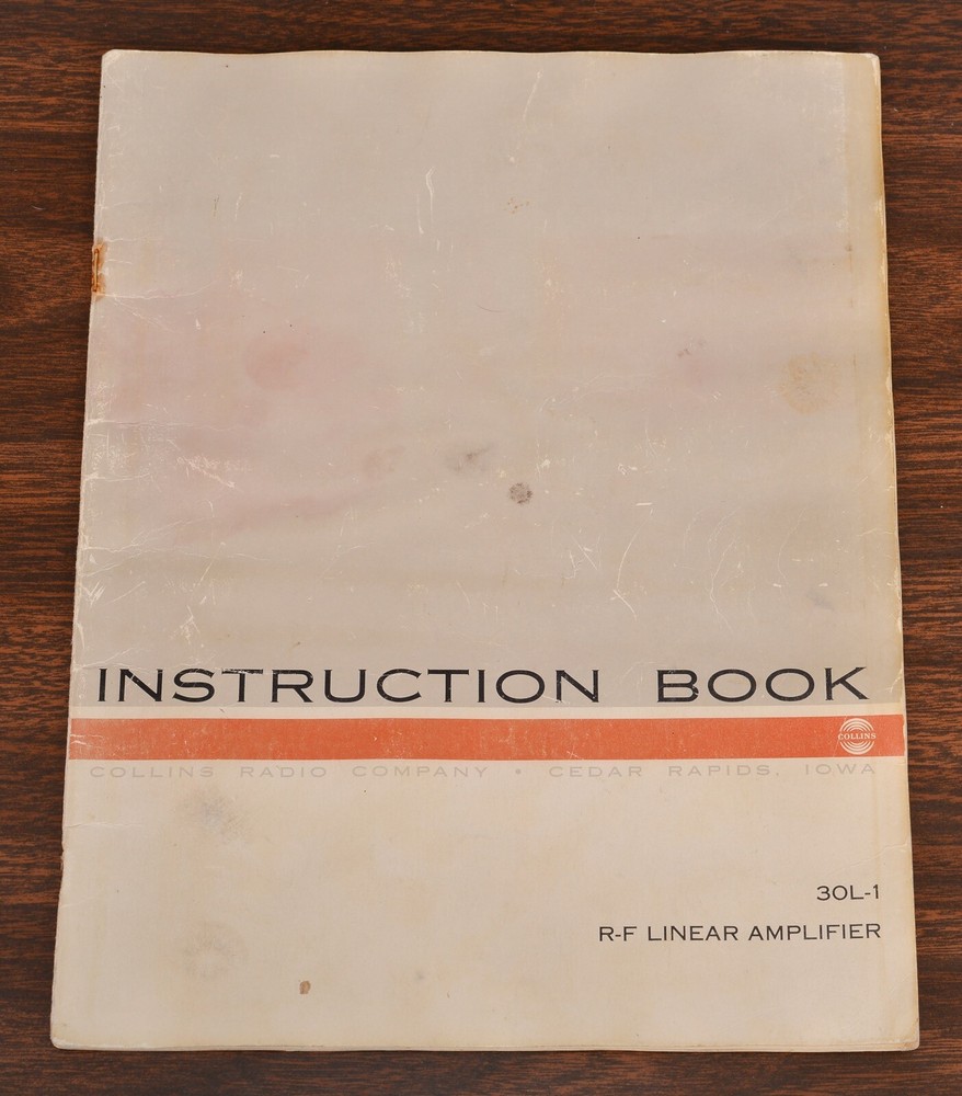 ORIGINAL COLLINS 30L-1 INSTRUCTION BOOK/MANUAL