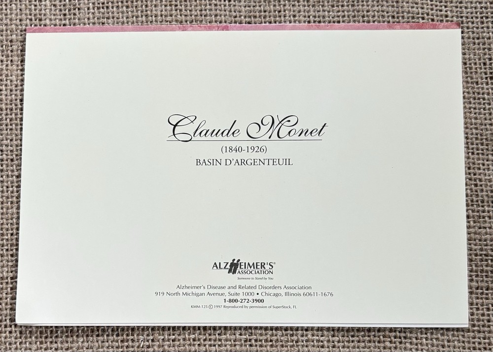 Vintage Claude Monet Basin D’Argenteuil Blank Note Card Framable Junk Journaling