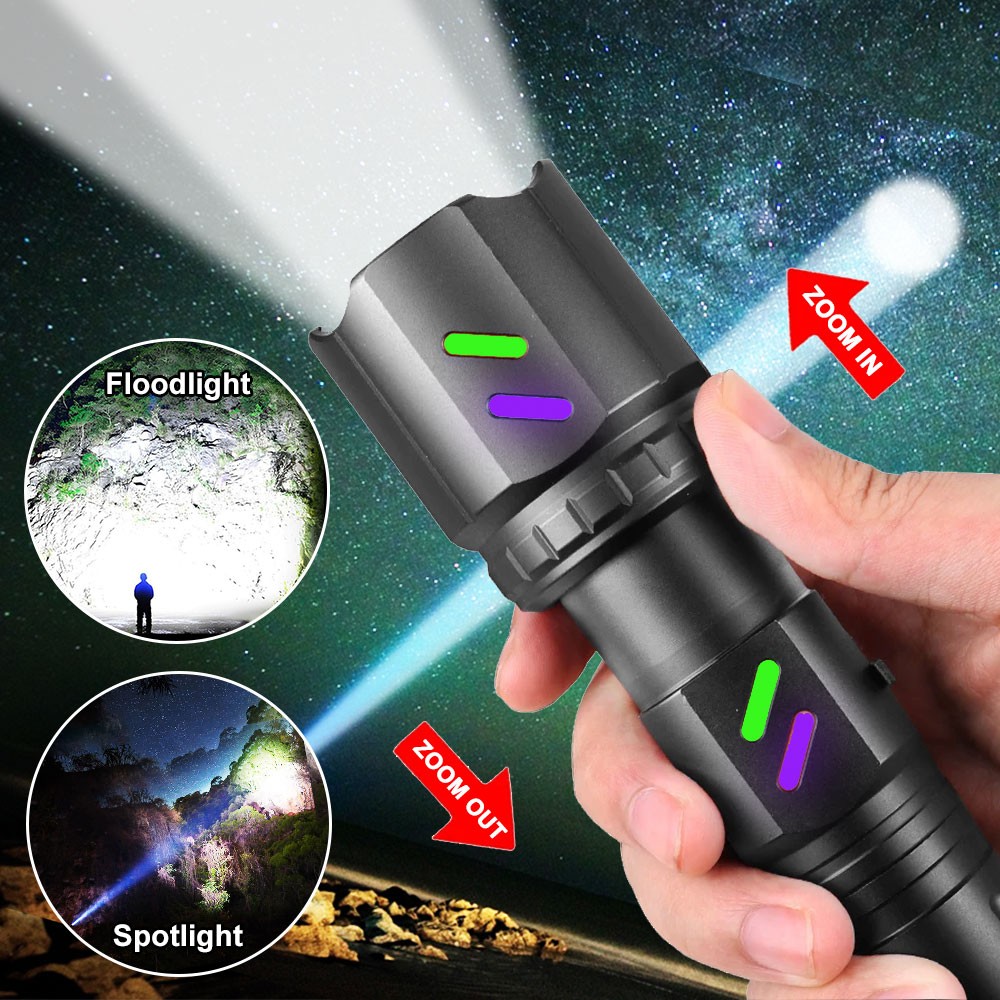 12000LM Camping Light Laser White LED Flashlight Torch USB Rechargeable Zoomable