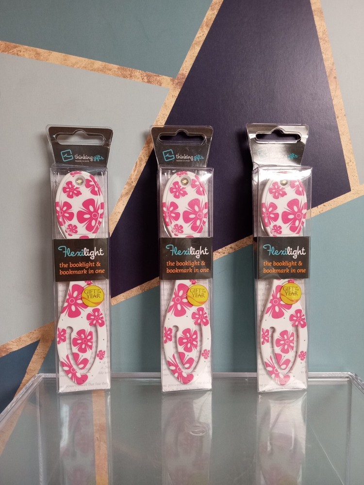 Flexilight Bookmark/Booklight Thinking Gifts LED - PINK FLOWERS - 3 Pack