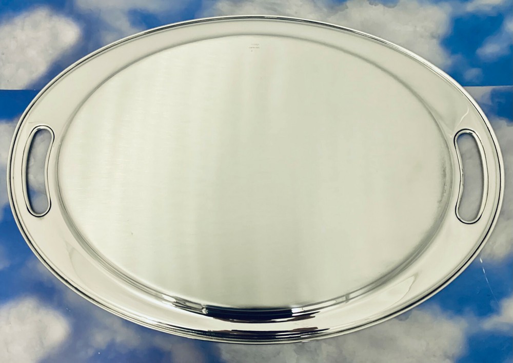 SOLID 925 STERLING SILVER OVAL MODERN TRAY / PLATTER~ MONO