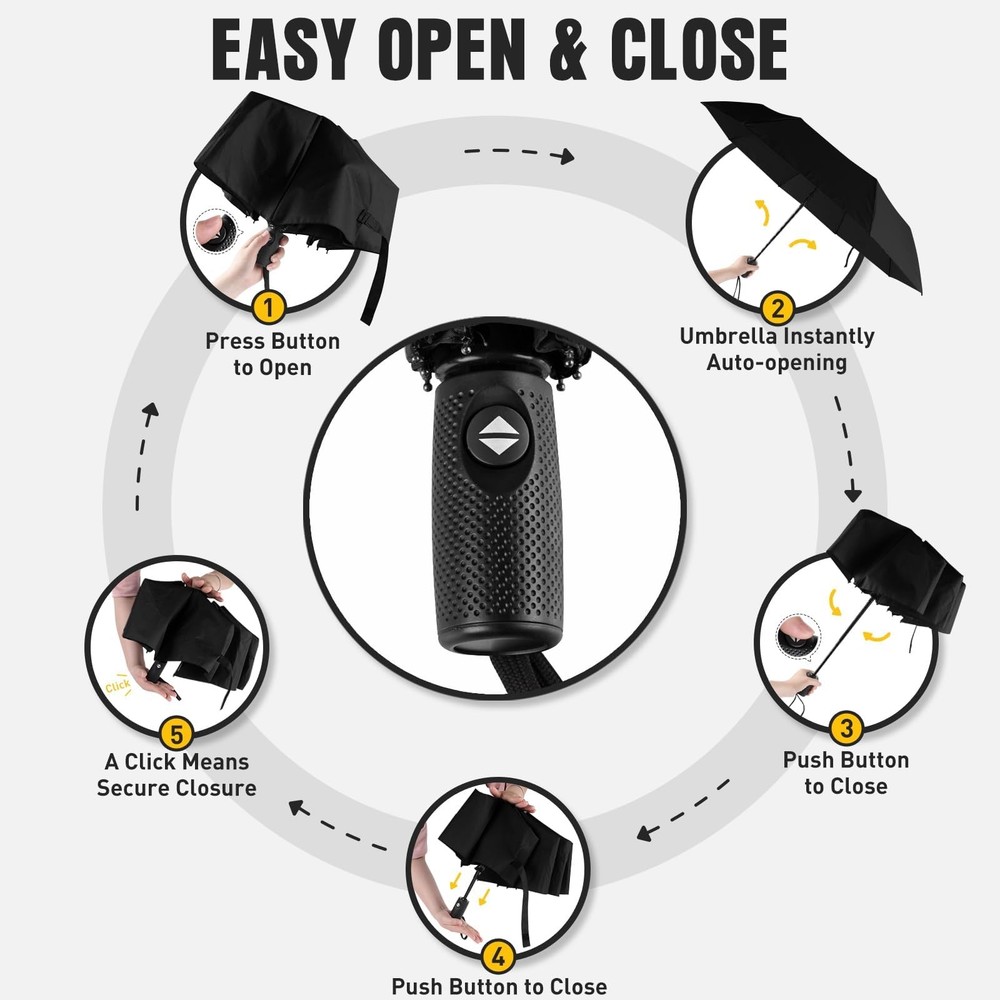 SmartTrends Windproof Travel Umbrella, Compact Easy Compact, Black