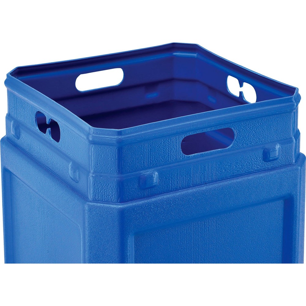42 Gallon Square Plastic Waste Receptacle With Flat Lid Blue
