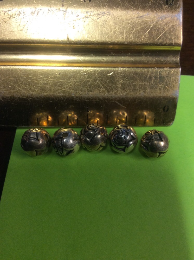 10 Silvered Large Rosa Beads by Bead box