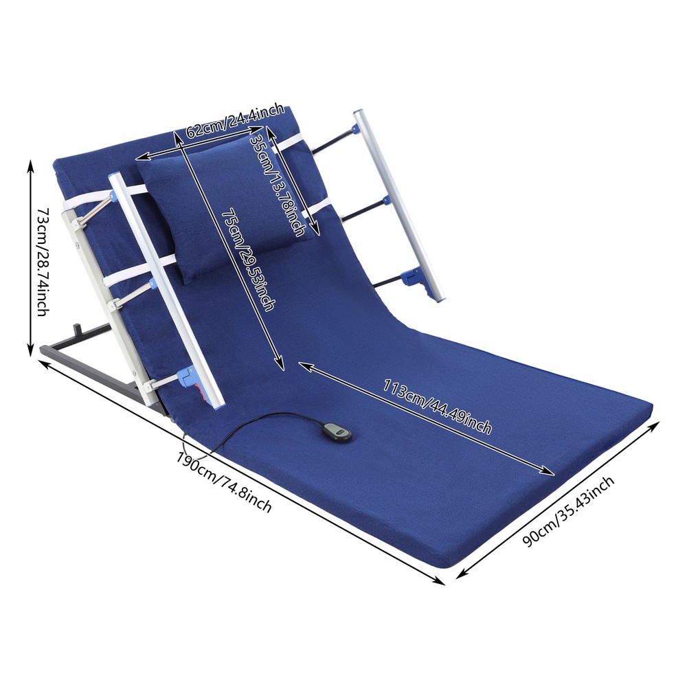 Electric Lifting Bed Backrest Adjustable Mattress Back Support w/ Remote Control