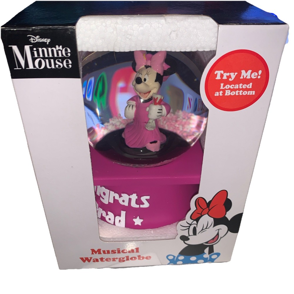 Minnie Mouse Graduation Musical Water Globe