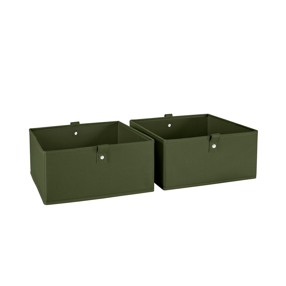 2pc Folding Storage Bins Set - 10.5” Bin Organizer with Handles - Olive Close...