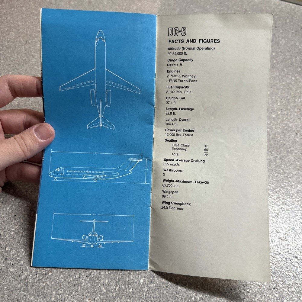 Air Canada DC-9 1967 Leaflet Brochure